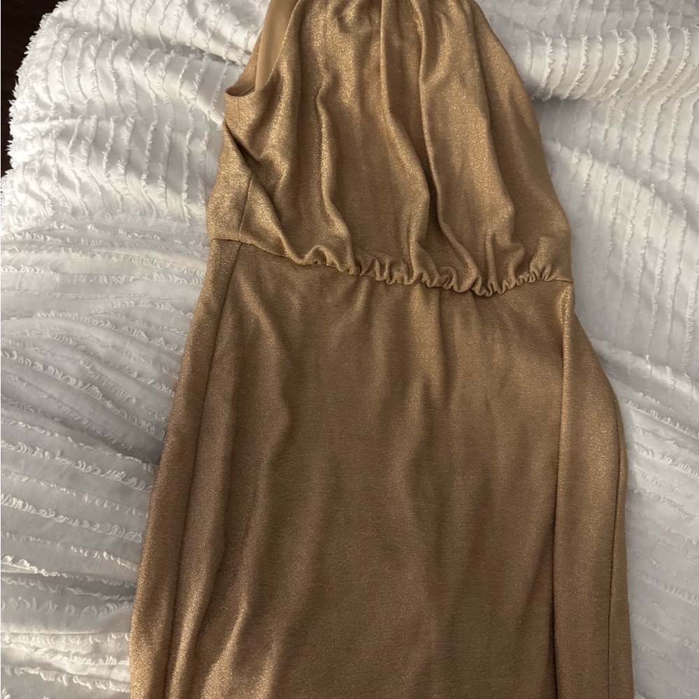 Vince Camuto Gold One Halter Sheath Dress